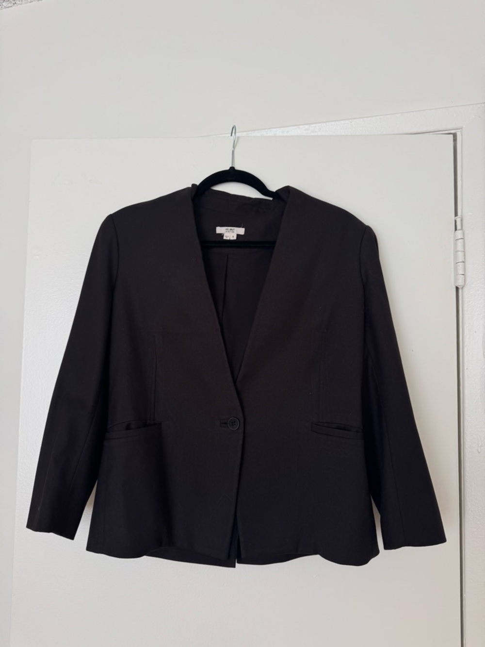 Helmut Lang Black Single-Button V-Neck Blazer